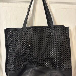 Anthropologie Elegant Black Tote Bag